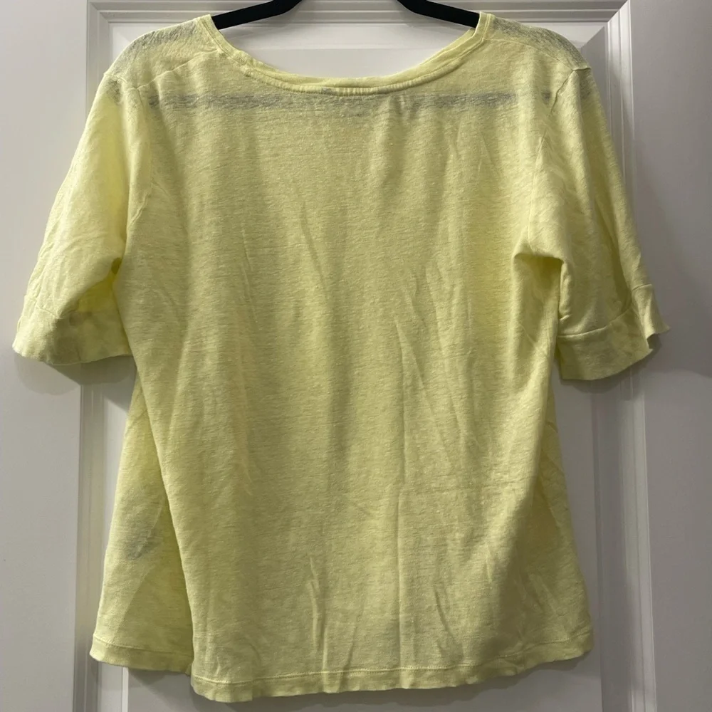 100% Linen Banana Republic Yellow Boxy Relaxed Tee - Picture 2 of 4